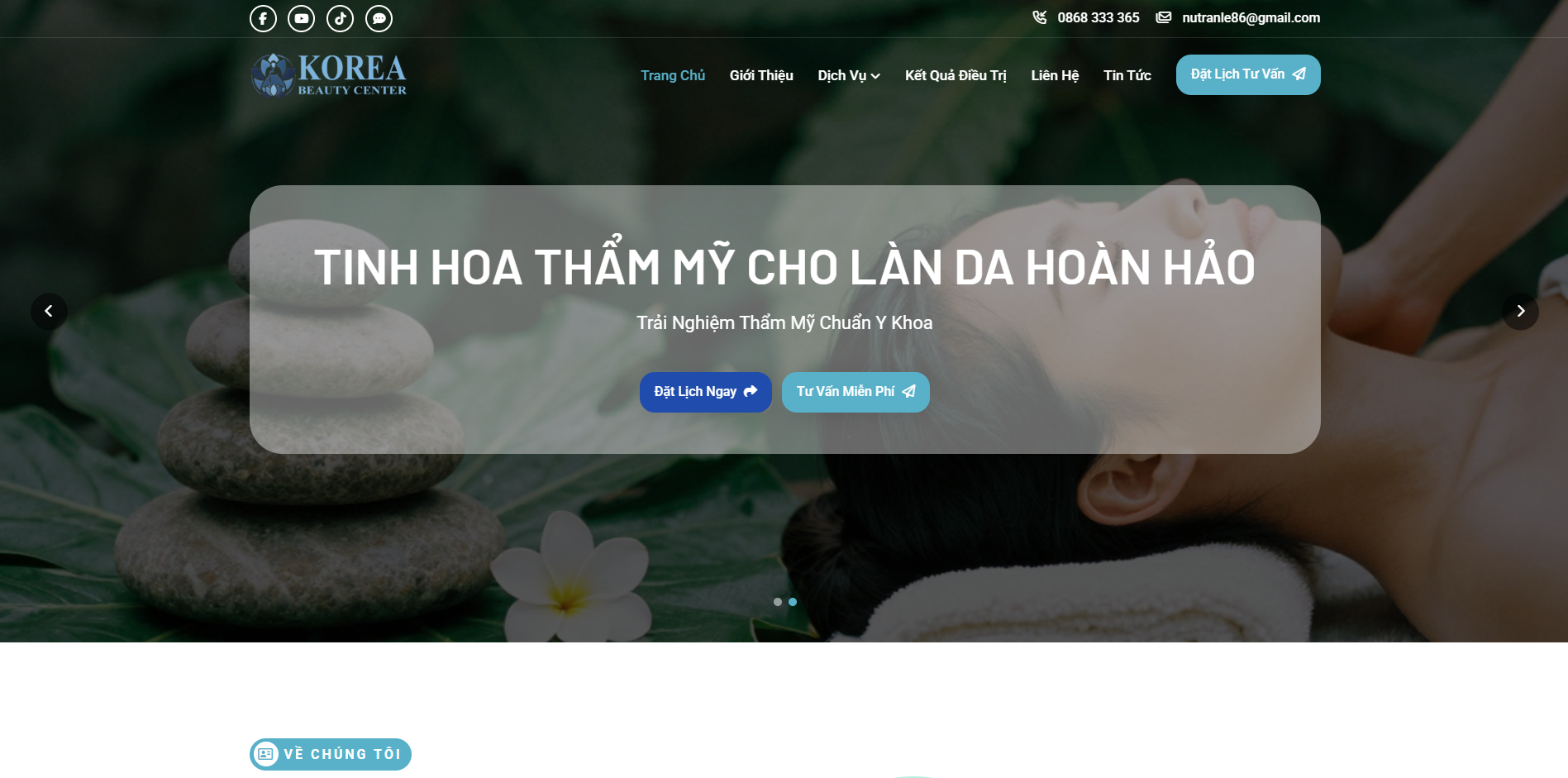 Website giới thiệu dịch vụ thẩm mỹ viện Korea Beauty Center