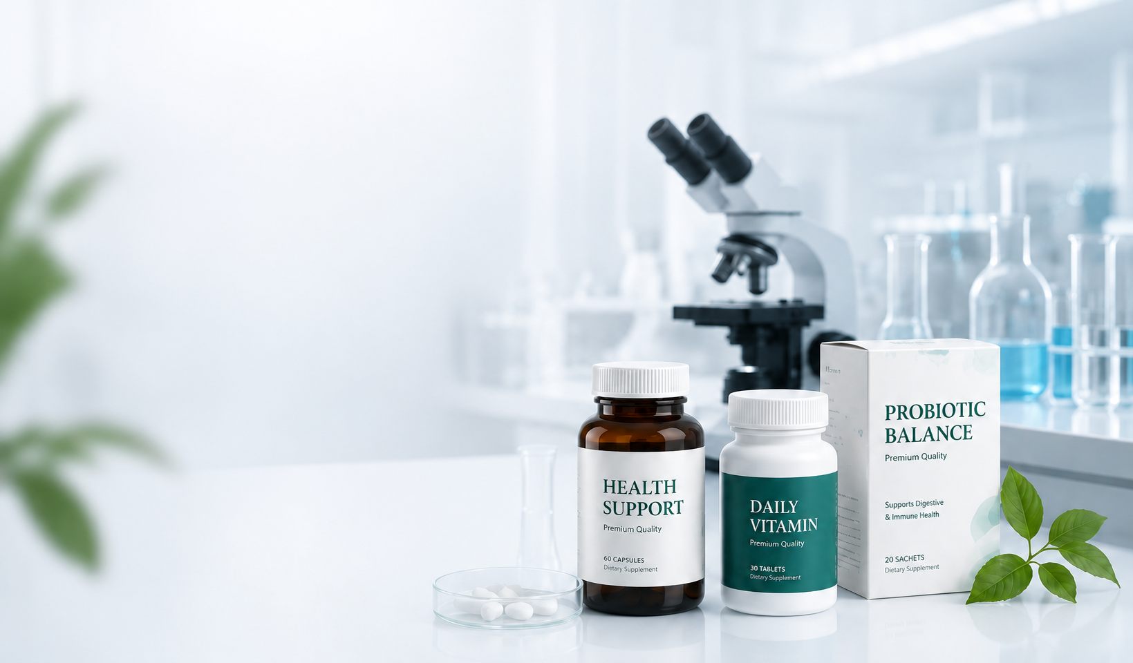 Sản phẩm dược phẩm VitaCare trong phòng nghiên cứu